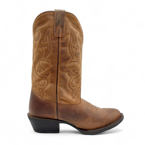 Laredo Maddie Women's Size 8.5 W Distressed Tan Embroidered R Toe Mid Calf Boots - Picture 4 of 16